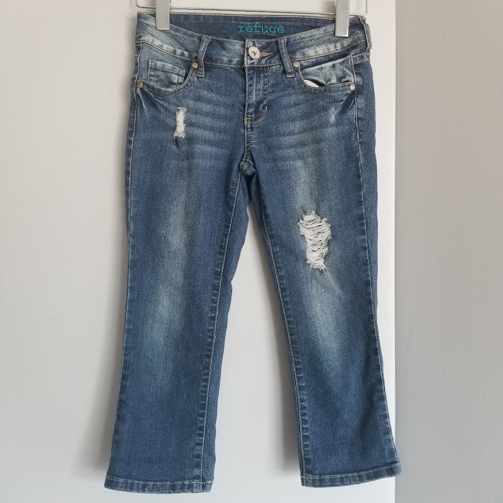Refuge distressed blue Jeans capri pant Sz 0